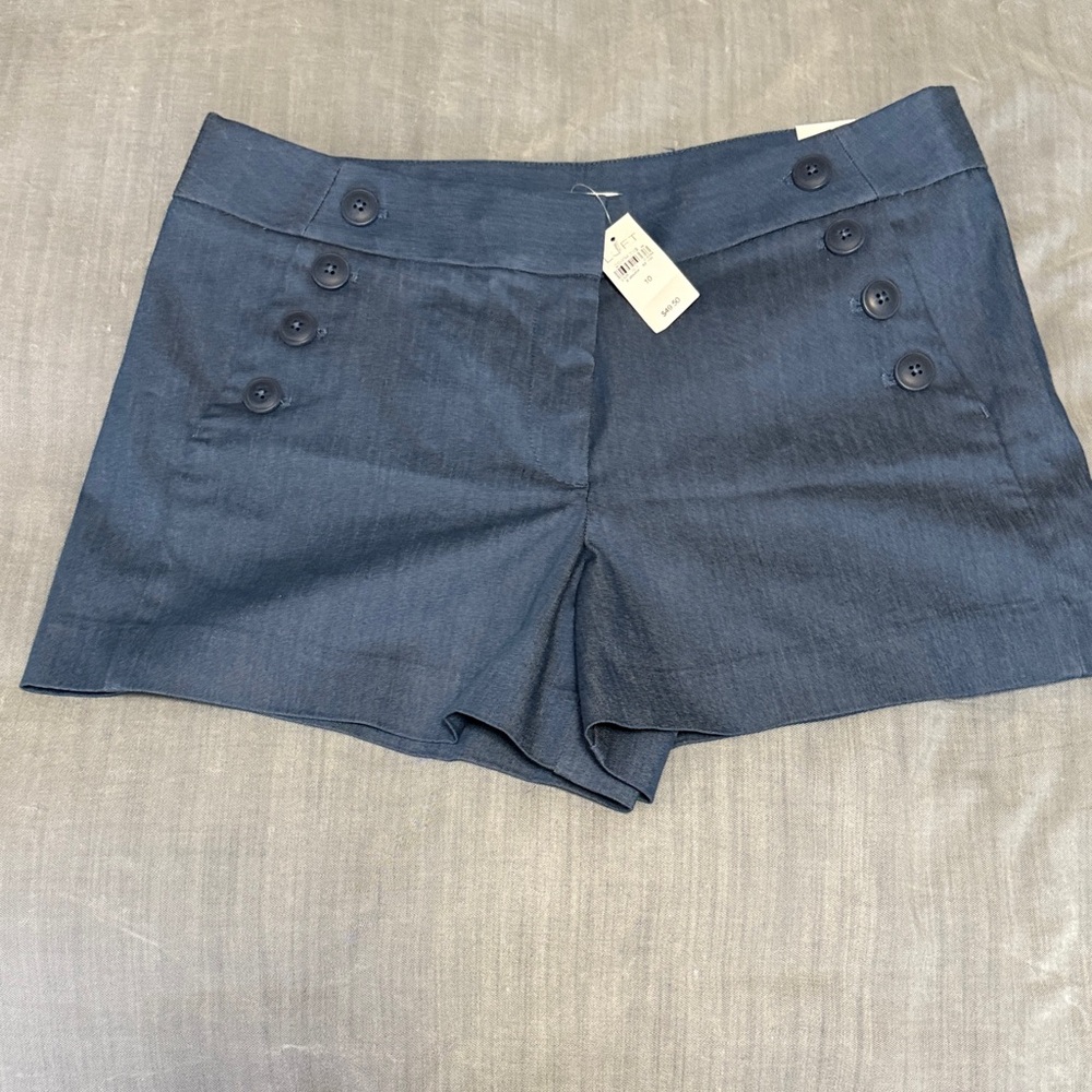 LOFT Blue Shorts with Button Accents